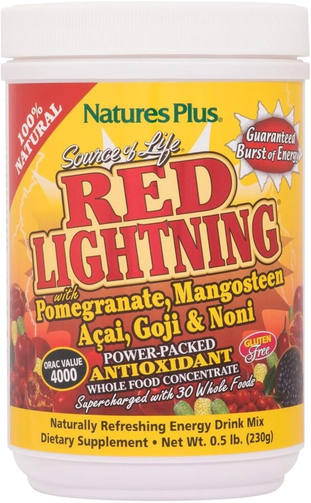 NaturesPlus 生命来源 红色闪电能源 饮料粉 - 5 lbs - 混合Berry Flavor - 自然能源 靴 - 配有全食品,抗氧化剂和红超食品 - 格鲁滕无糖 - 38 services