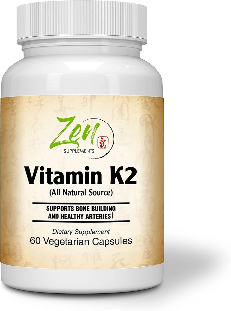 Zen增生 - 维生素K2 45Mcg MenaquinGold® 天然维生素MK-7 - 提供心血管支持和骨质健康支持 60-Vegcaps