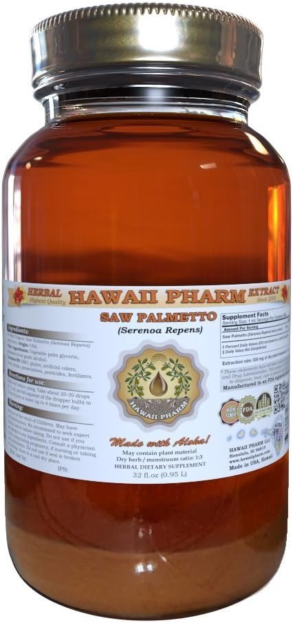 夏威夷Pharm Saw Palmetto液体提取,有机Saw Palmetto (Serenoa Repens) Tincture,草药补充剂,美国制造,32 f.oz