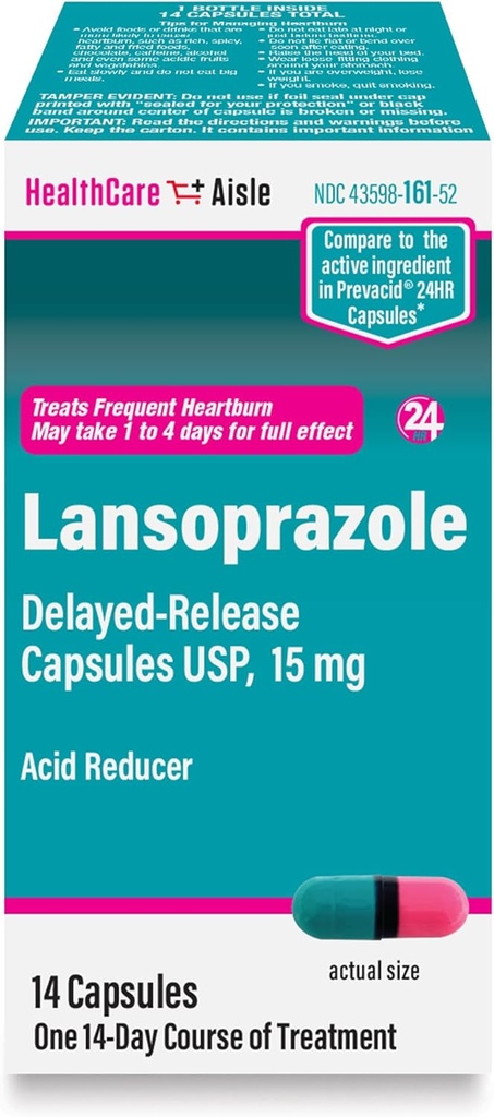 健康护理 Lansoprazole 15 毫克 - 14 延后释放瓶 - 减少酸剂,经常治疗心脏灼伤