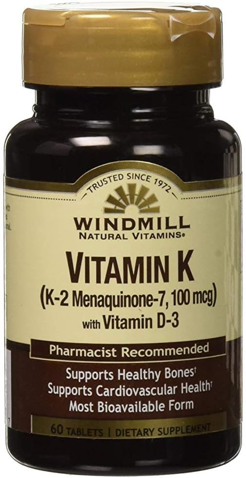 风车 天然维生素K(K-2 Menaquinone-7,100mcg) 60片(一包)