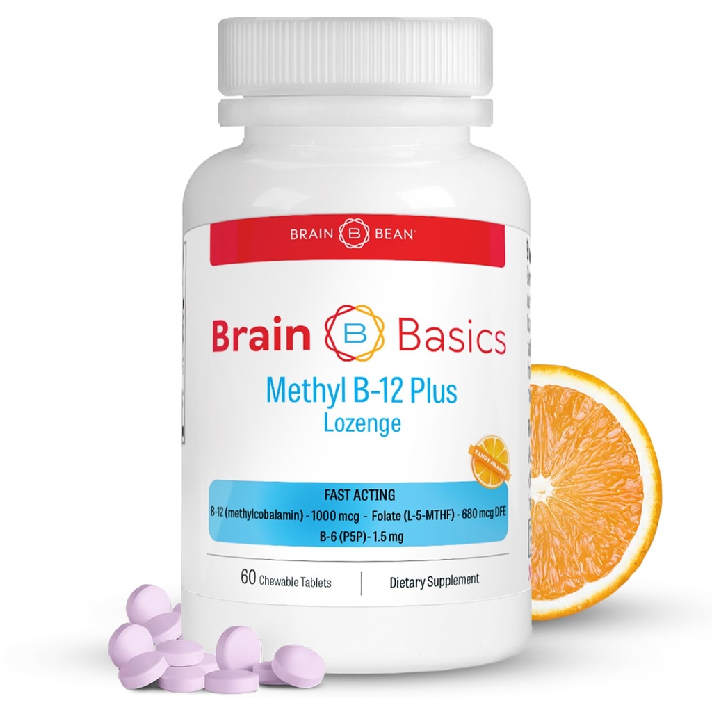 超强甲基B-12 & Methy Folate – 60块可切片,橙色Citrus Flavor – 高潜力生物活性B-12 维生素和B9 Folate 补充能量,大脑,心脏和神经支持