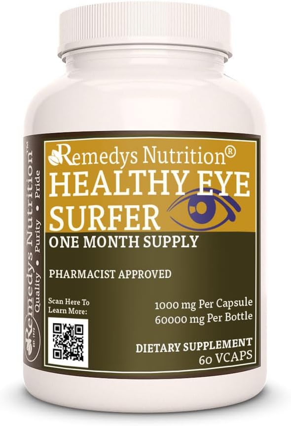 补救措施 营养 健康眼冲浪器 1000 mg, 60 Vegan Capsules 草药营养补充剂 两个月供应量
