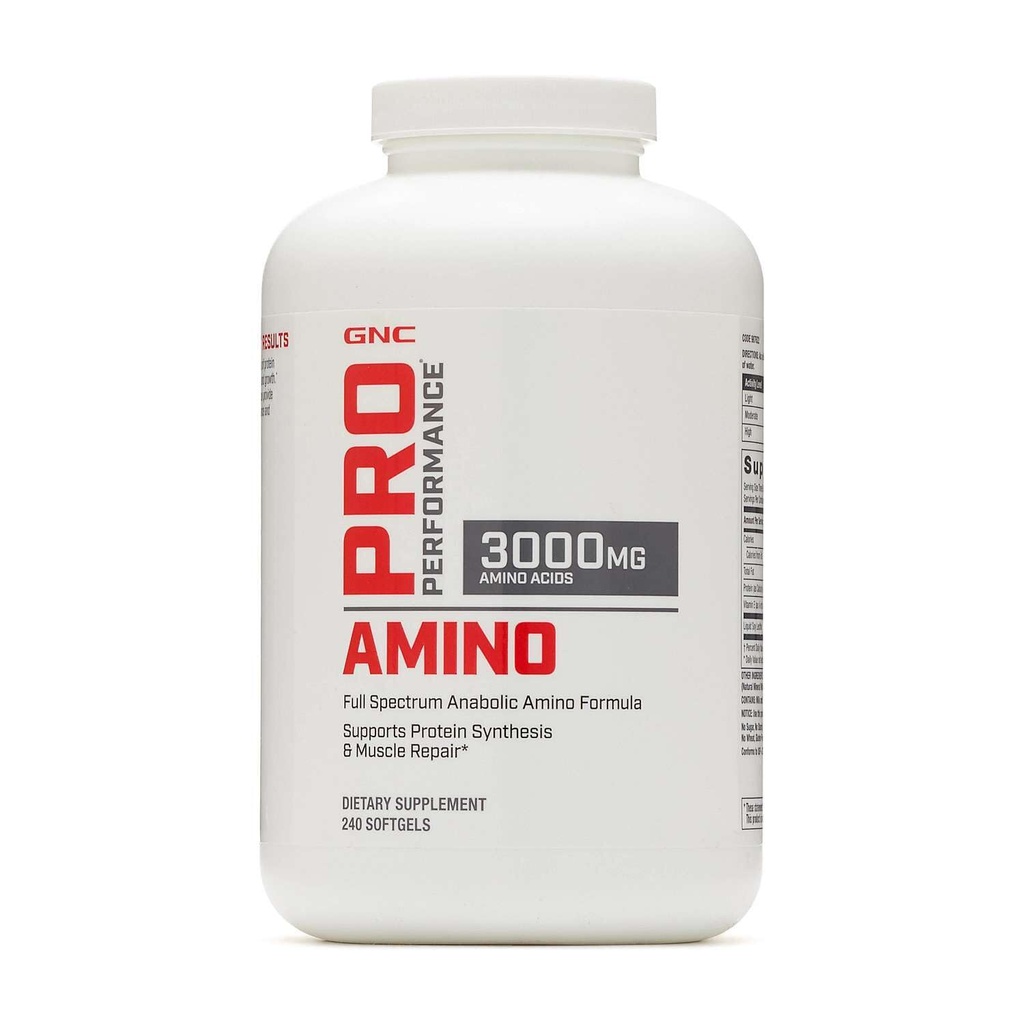 GNC Pro 性能 氨基3000mg, 240软胶, 支持蛋白质合成和肌肉修复