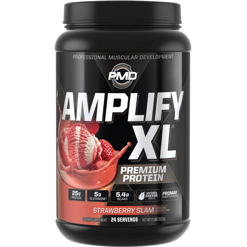 PMD 体育 放大 XL Premium Whey 蛋白质 补充 Hydro Greens Blend - Glutamine 和 Whey 蛋白质矩阵 配以超食品 用于肌肉,强力和复苏 - 草莓 Slam(24架服务)