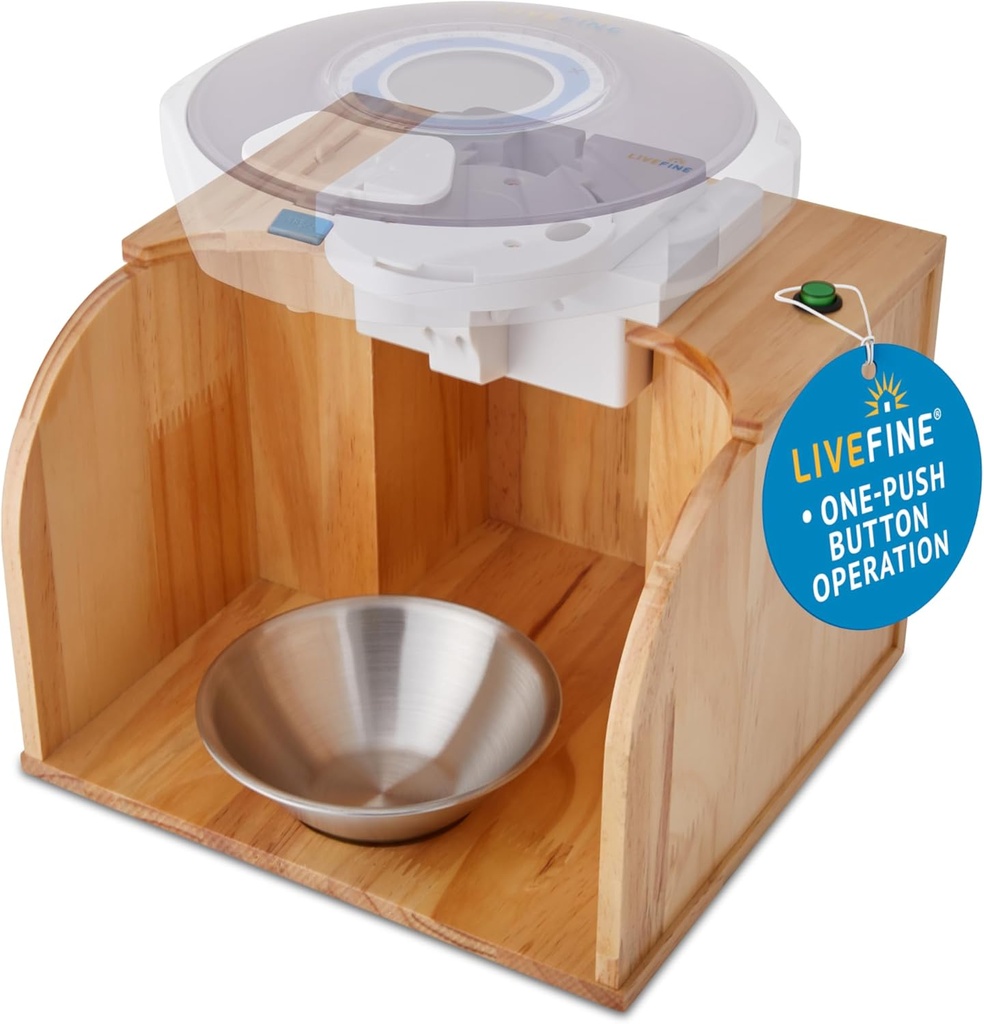 LiveFine Pill Pil Pispenser Tipper (Pispenser 不包含), One-Touch 操作,自动 Pill Pil Pispensing, Stylish Wooden 基础, 与 LiveFine 和其他领先模型兼容