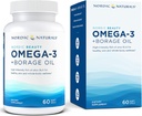 北欧自然 北欧美人 Omega-3 + Borage Oil,天然柠檬味 - 60软宝石 - 鱼类油皮健康和水分补充剂 - 非GMO - 30 services