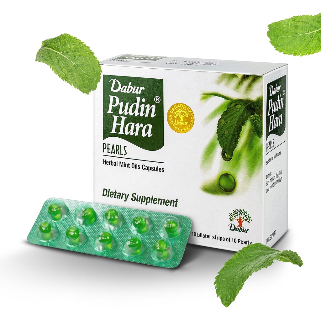 Dabur Pudin Hara Pearls -- -- 男女每日消化护理补充,帮助减少血栓、酸性、平缓和消化不良症状,消化和古特健康,100份(10份)
