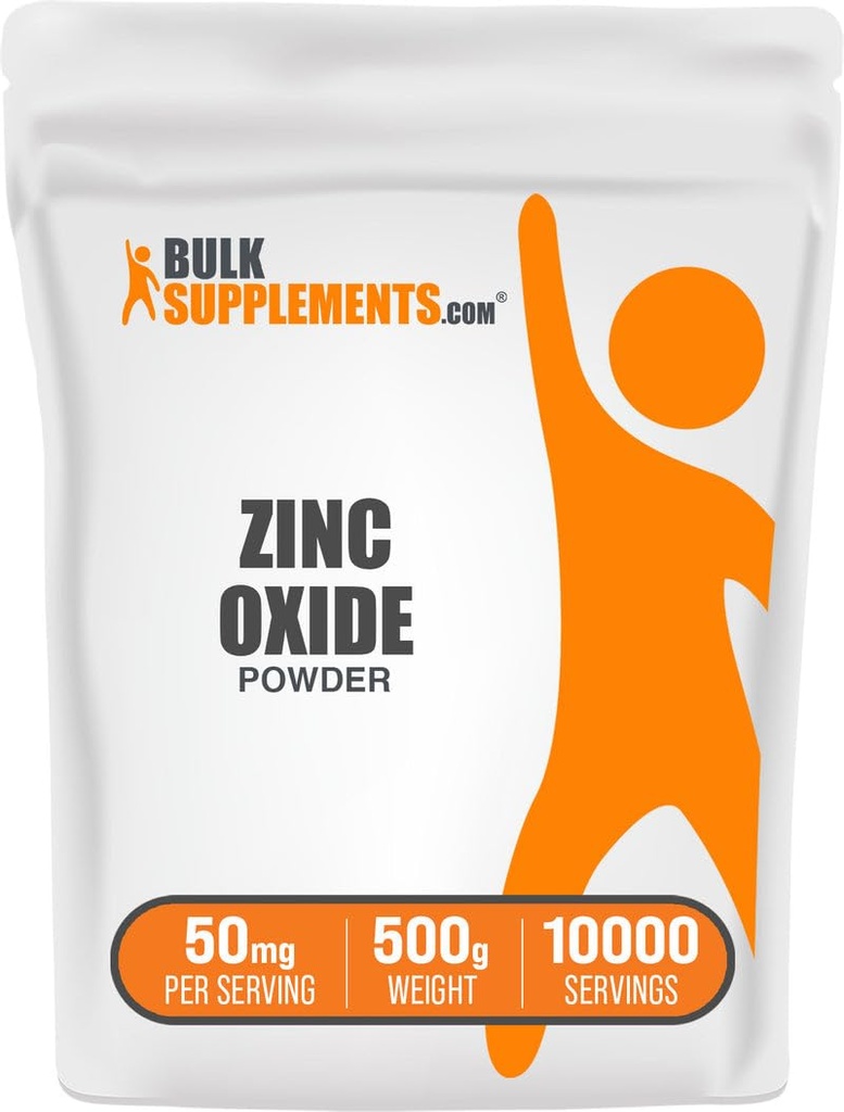 Bulk Assupports.com 锌氧化粉 - 锌氧化粉 - 锌氧化粉 - 锌氧化粉 - 矿物质补充 免疫支持 - Gluten Free,每服50毫克,500g(1.1磅)(包1)