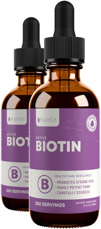 Rejuvica健康活性生物素 - 高级液体生物素补充剂 - 5000mcg 支持毛皮和钉子