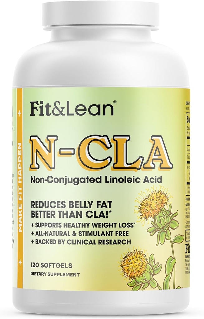 Fit & Lean N-CLA, 体重损失补充, 降低贝利脂肪优于CLA, 助推代谢, 支持Lean Muscle, 无兴奋剂, 无交联的Linoleic酸, 120 services (Package May Vary)