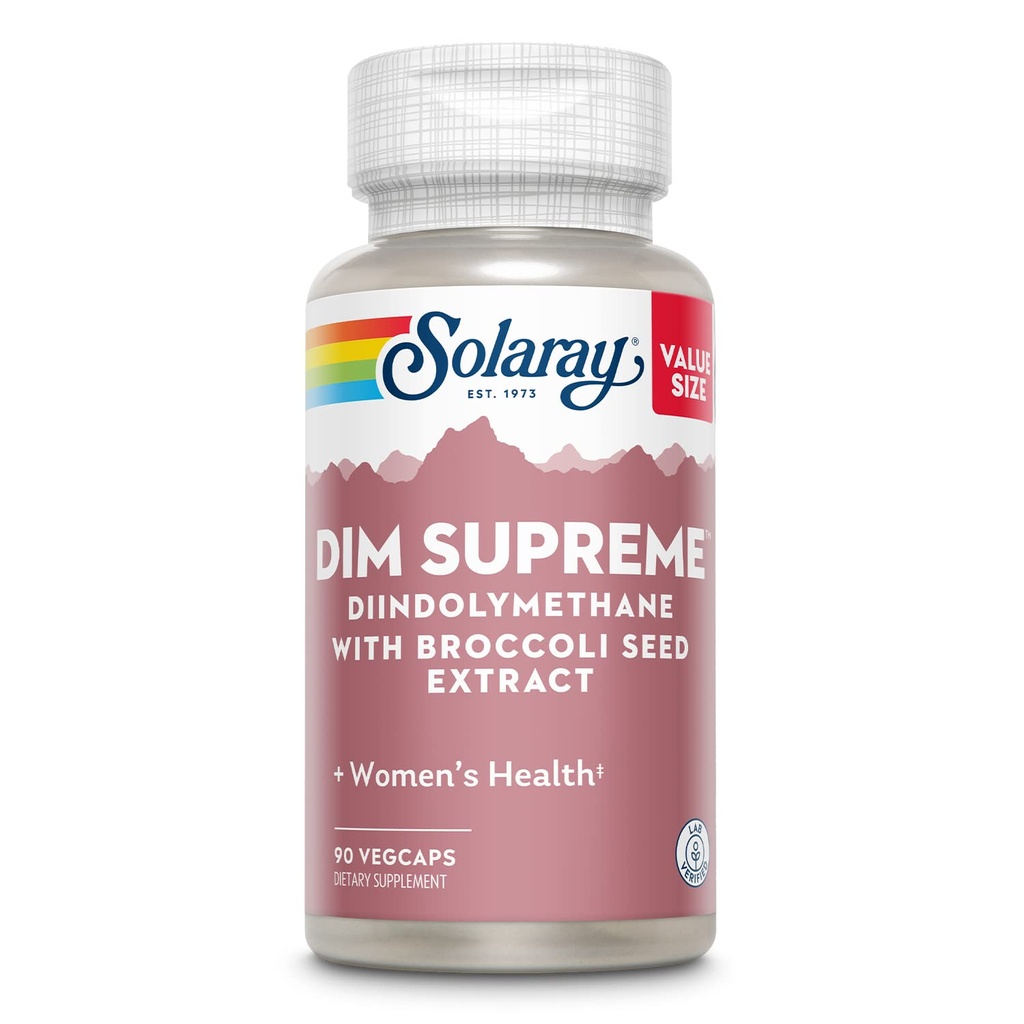 Solaray DIM Supreme 100mg | Menopause & 雌激素代谢 与 Broccoli种子提取 | 90 Veg Caps 的补充