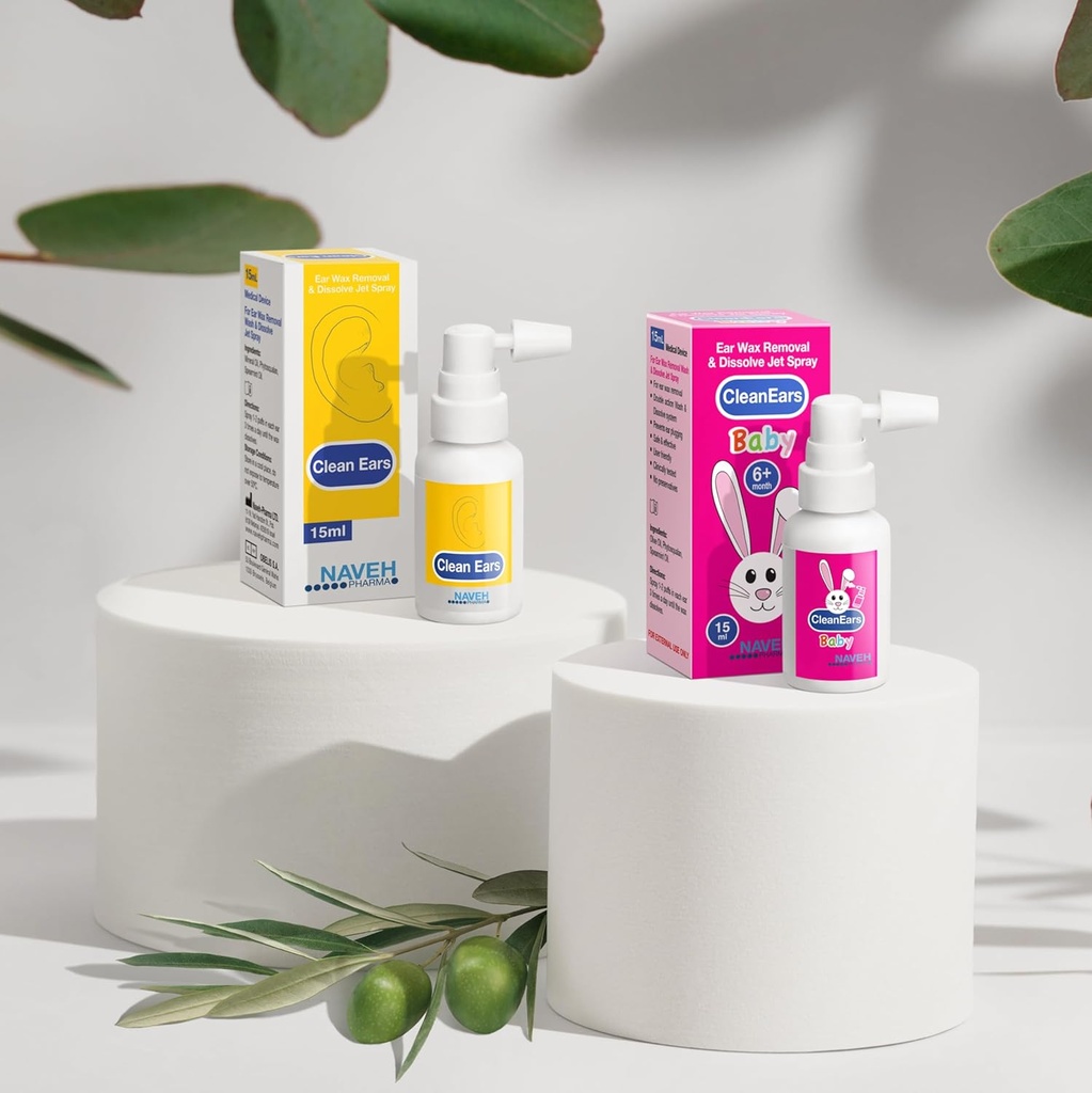 NAVEH PHARMA 清洁耳蜗 清除喷雾 0.5 Fl Oz + NAVEH PHARMA 清洁耳蜗 婴儿 Earwax 清除喷雾 0.5 Fl Oz