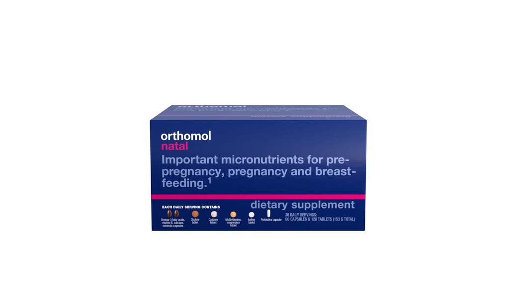 Orthomol Natal, Natal 补编,支持产前保健、怀孕和母乳喂养,平板和盖子补编,30 Counter (Pack of 1)