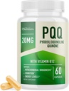 PQQ 补充 20mg + Mitochondrial Biogens and Energy Observator with CoQ10 & Vitamin B12 + 支持脑健康与 Mitochondria 生产 + 超 PQQ公式 + 维冈, Gluten-free → 60 Capsules