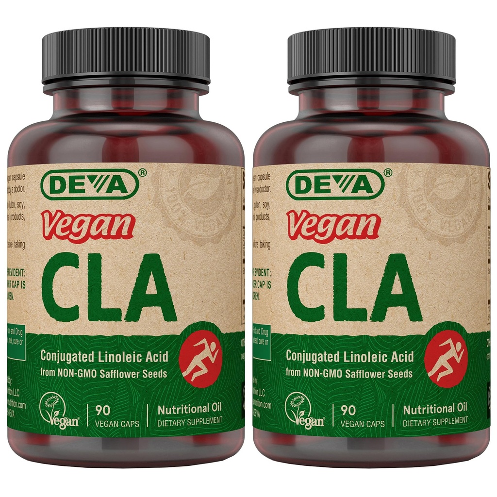 DEVA VAGAN 维生素和利诺利酸(CLA),来自非GMO Safflower Oil,90 Capsules,1-Pack