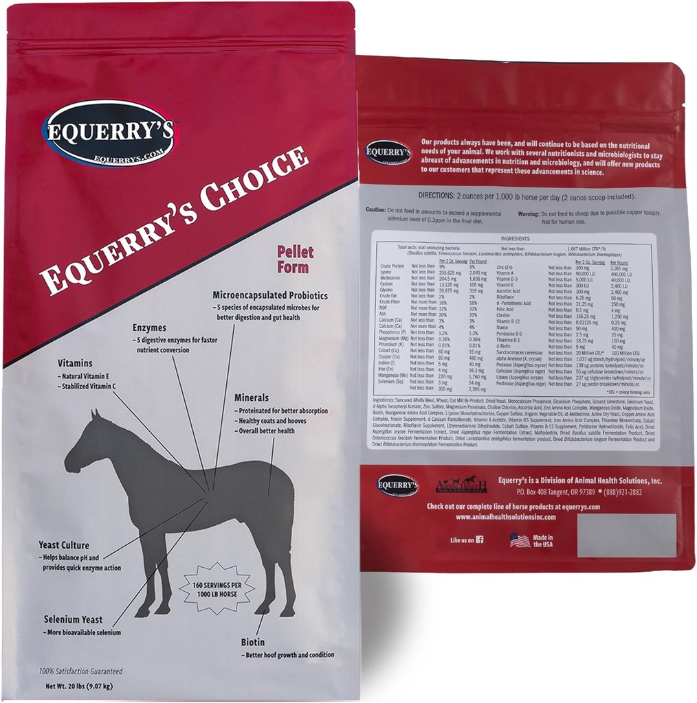 Equery's Choice Horse Pelles - 完全营养补充 QQ 消化酶 Chelated Vitamins and Minerals - 马补充 20磅