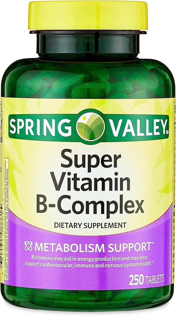 合肥春谷超级维生素B-复合药片 饮食补充,250 CounterMetabolism Support * 饮食补充