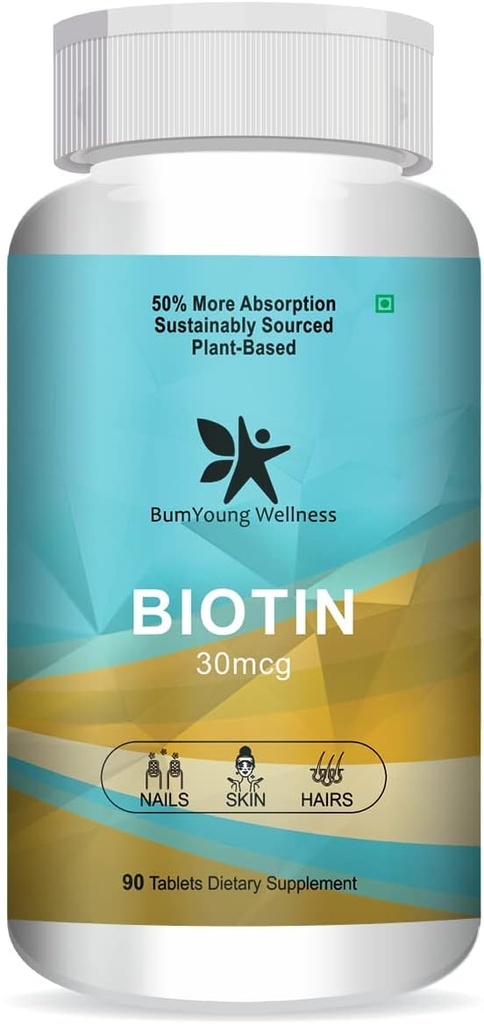 Goldy Biotin 30mcg, 毛发生长补充剂, 强发和光滑皮肤, 斗钉Brittleness 90块