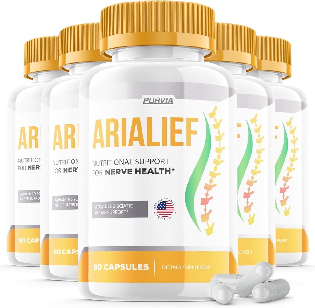 (5 Pack) Arialief Capsules Sciatica - 官方公式 - Arialief 维生素补充高级强力公式 Arialief Capsules 营养支持最大强力总体健康(300 Capsules)