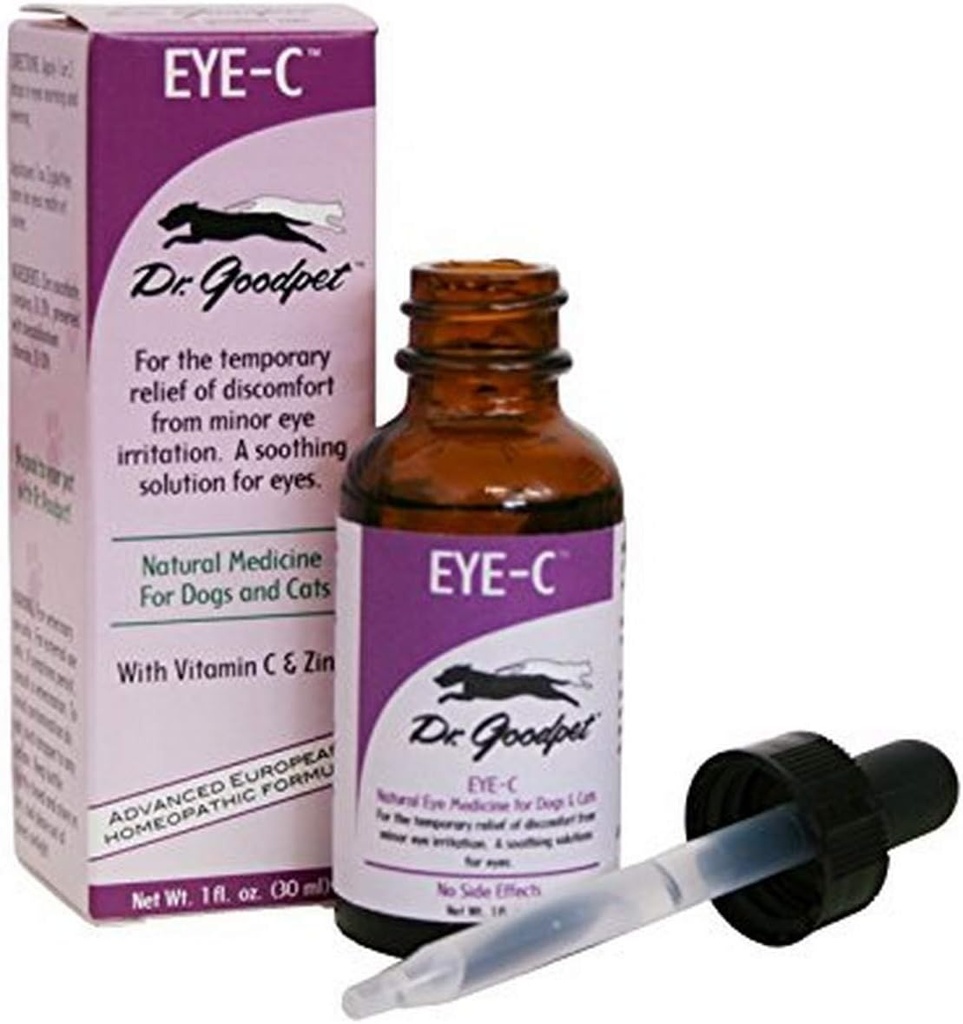 Goodpet Eye-C博士 狗、猫、马、小动物的全自然眼滴 ^ 人品锌和维生素 C → 超级眼洗 → Soothes, 摩擦和帮助刺激 → 制造于美国