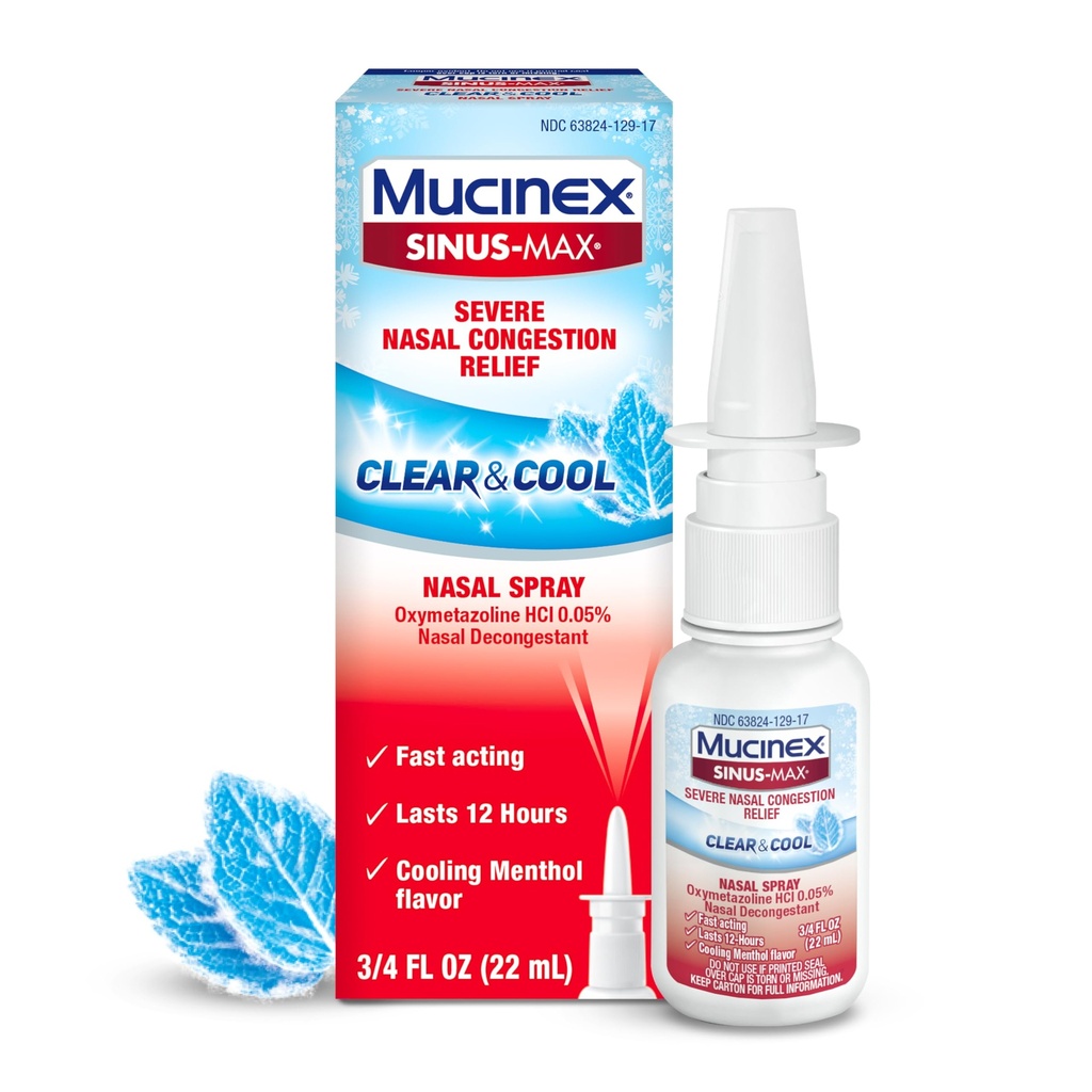 Mucinex Sinus-Max Nasal Spray Decongestant,12 Hour Over-Counter Medication Nose Spray for Sinus Relief, Nasal Decongestants for Adults & Sinus Conception, Collening Menthol, 0.75 Fl Oz) 互联网档案馆的存檔,存档日期2014-12-04.