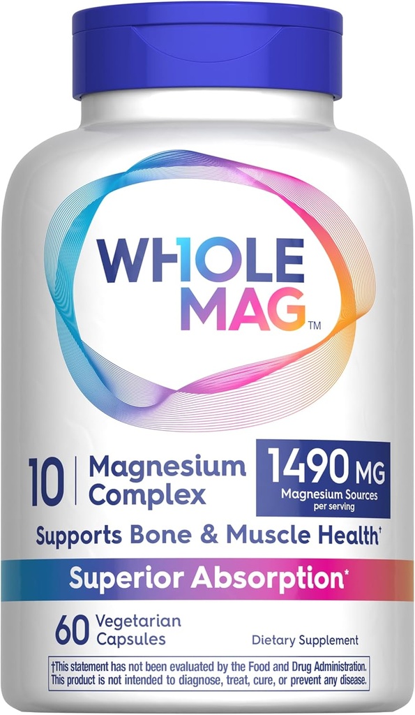 全Mag Magnesium 补充 Complex → 60 蔬菜 Capsules → 支持肌肉,骨骼,和 Nerve 健康 * → 10 in 1 Formula for总体健康* → 实验室测试,非GMO, Gluten Free