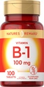 维生素B1 100mg(Thiamine) - 100 Counter - 蔬菜,Non-GMO & Gluten Free Supplement - by Nature's Rewards - 自然奖
