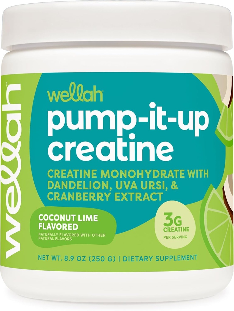 Wellah Creatine for Women (50 services, Coconut Lime) - 配有丹德利翁和Cranberry提取物的克里丁单水合物