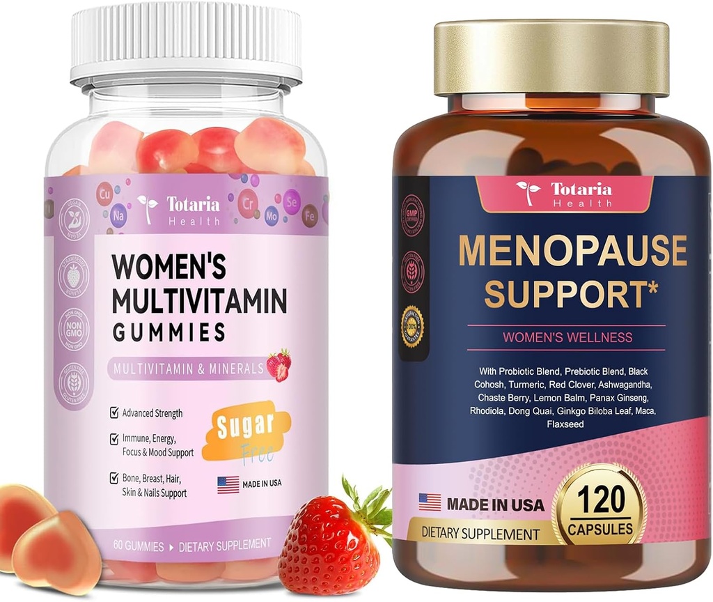 Totaria Free Sugar of Multivitamin Gummies for Women 和 40-in-1 妇女更年期补编