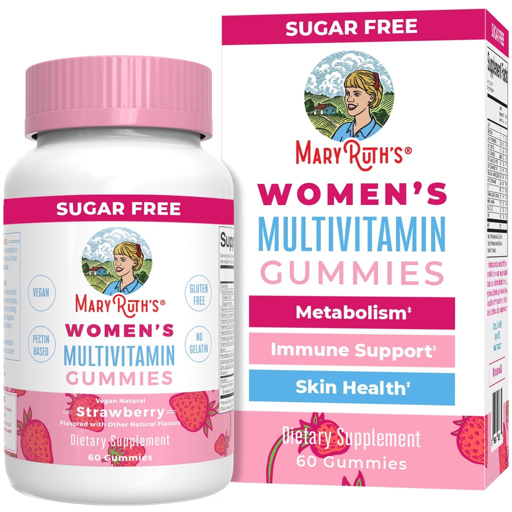 MaryRuth 有机体 女性免疫支持多维塔明 Gummys 14岁+ 皮肤健康 女性的Gummy Vitamins 无糖 Vegan – Non-GMO – 60 Counter