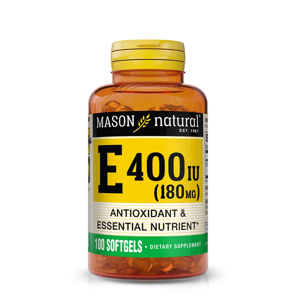 MASON 天然维生素E 180 mg(400 IU) - 抗氧化剂和基本营养剂,健康免疫系统,皮肤和眼睛,全身补充,100软胶