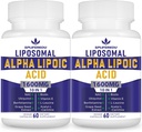 Liposomal Alpha Lipoic Acid 1600mg/ service, Alpha 脂酸营养补充剂用于抗氧化剂健康、能源和代谢-Gluten Free & Non GMO 120 Capsules