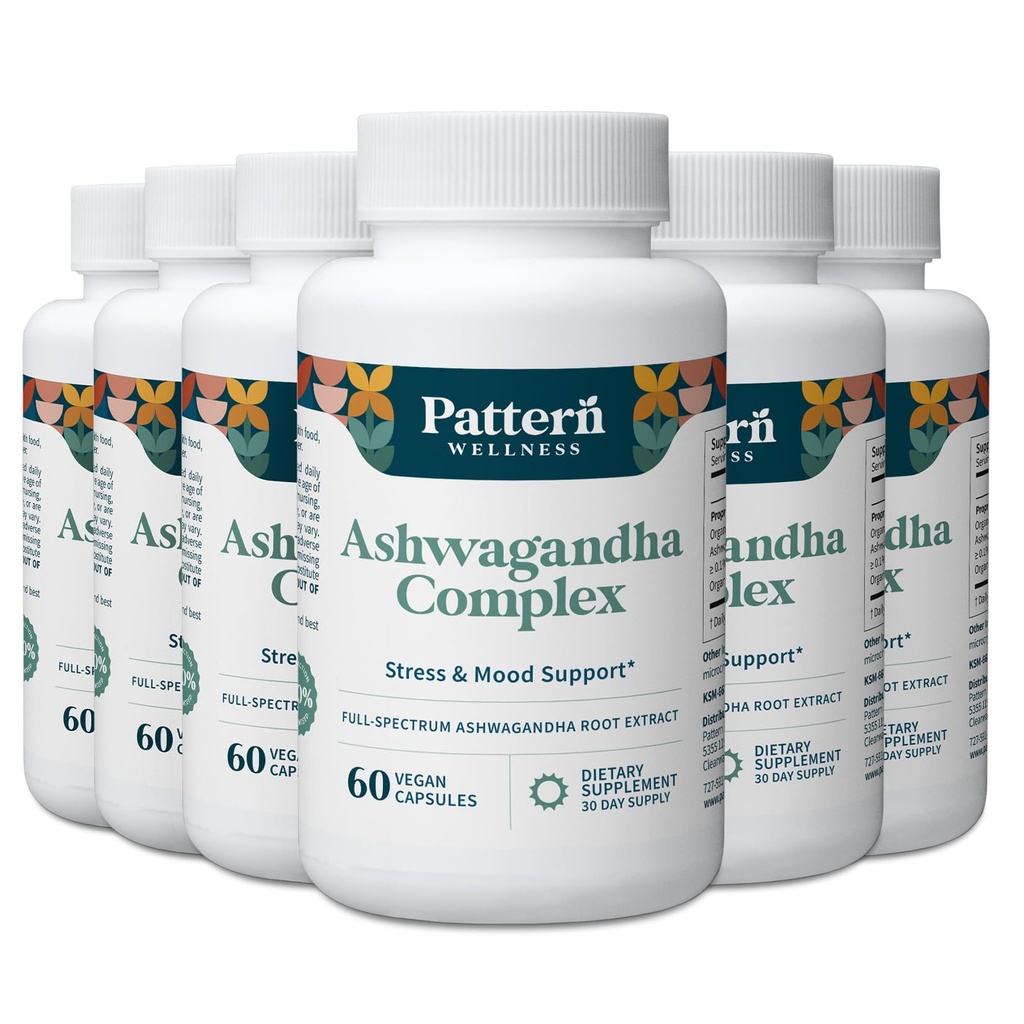 男女健康模式 Ashwagandha 综合体 - KSM-66 & Black Pepper 提取 - 全身与心脏健康 - 支持压力与Mood - 非GMO - 360 Vegan Capsules