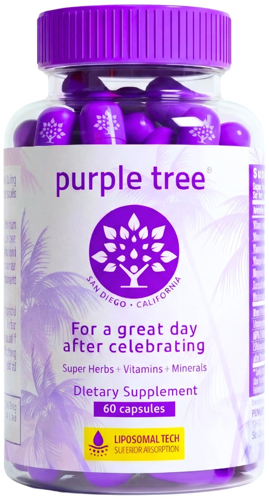 紫色树 庆祝后井 补充 | Liposomal Dihydromyricetin(DHM),L-Glutathione,Milk Thetle for Liver Support & Hydrolytes → 电解剂,B维生素,柳条 → 60 Capsules
