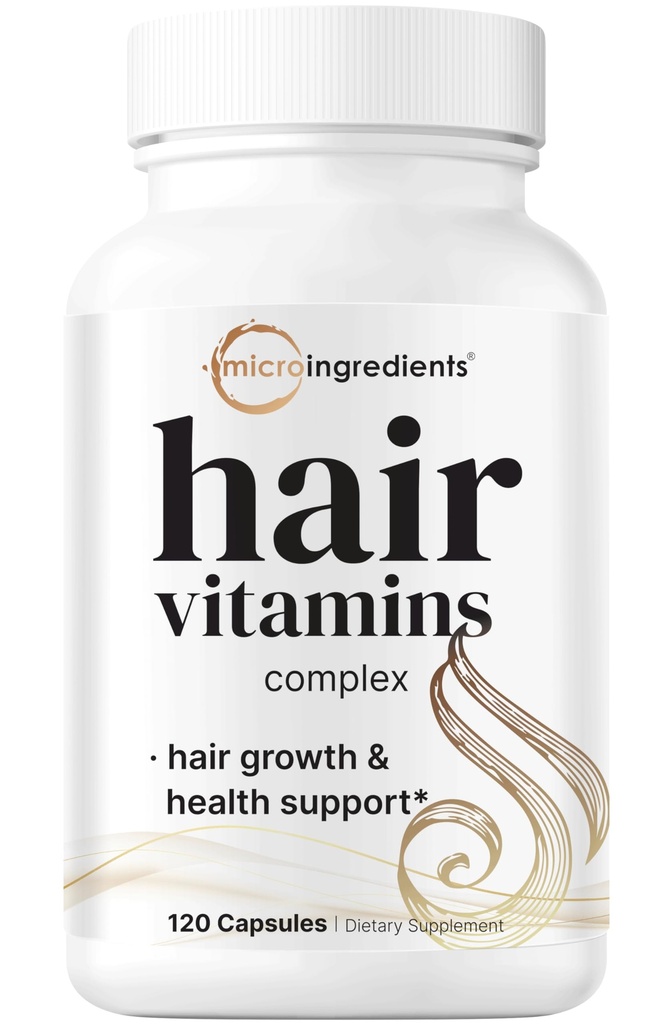 微成份 女性和男性的毛发生长维生素,120 Capsules | 14-in-1 配有 Biotin, Colagen, Keratin, Saw Palmetto & More | Thicker, Fuller, Nourishes Thinning & Loss 毛发支持
