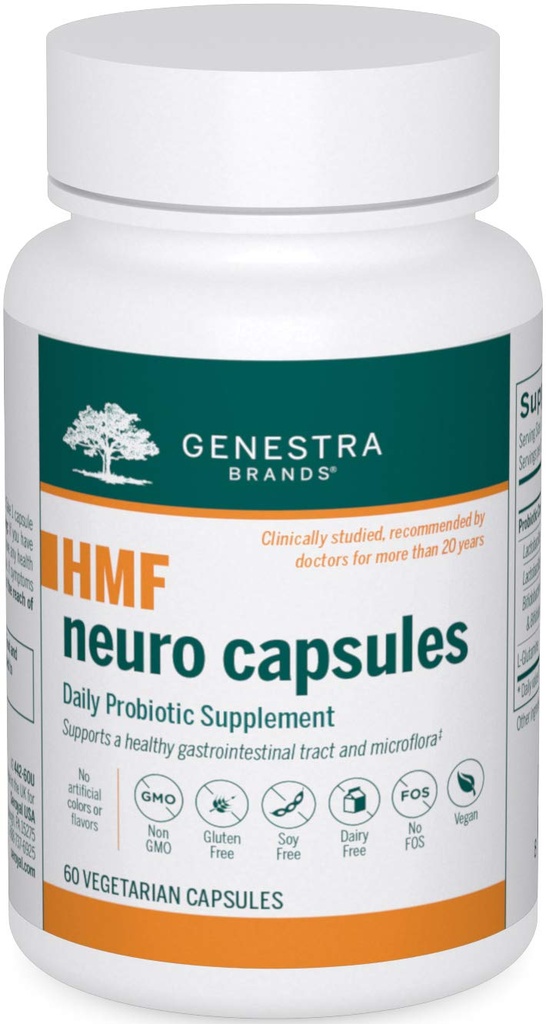 Genestra Brands HMF Neuro Capsule - 女性,男性和孩子 Probiotics - 为古特健康服务 - 60 Capsules