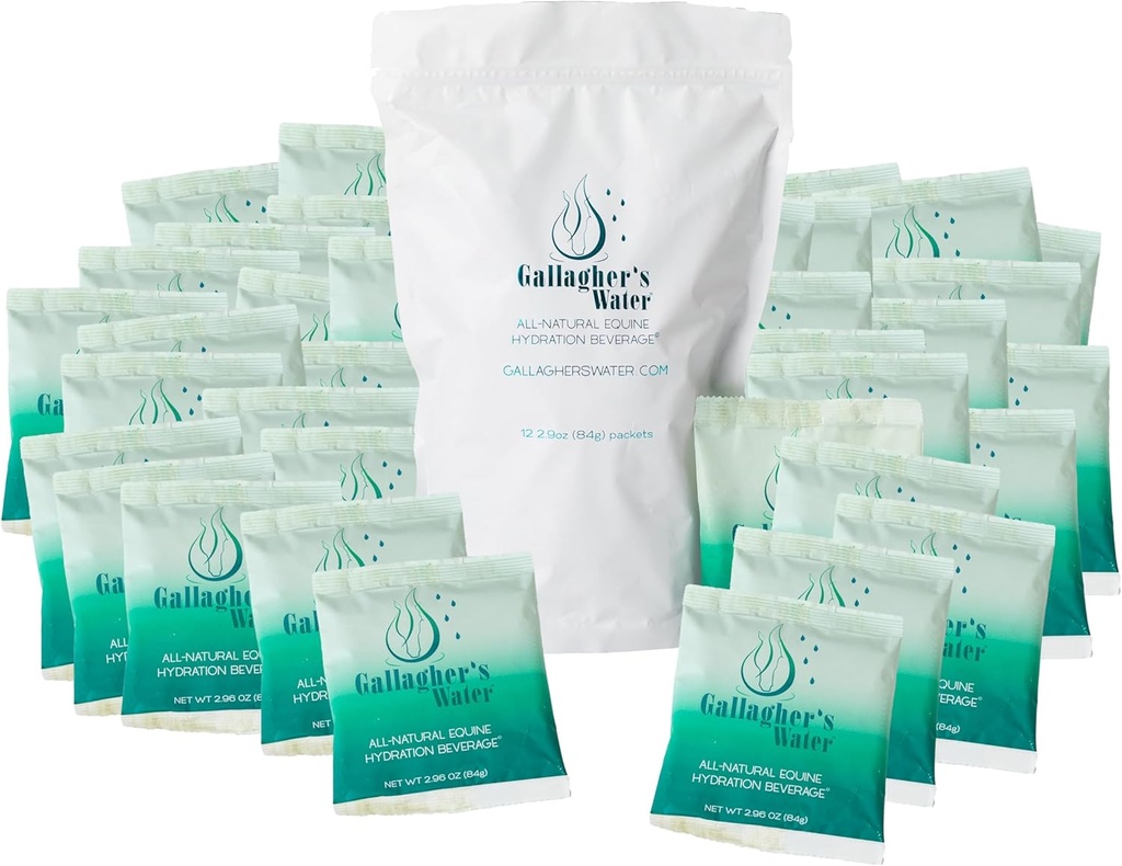 Gallagher's Water 120 pack 全自然专利 Equine 水分处理 - 增强粉末 Mix 马饮处理 帮助鼓励饮用水 - 与所有天然成份一起制造, FEI Compliant