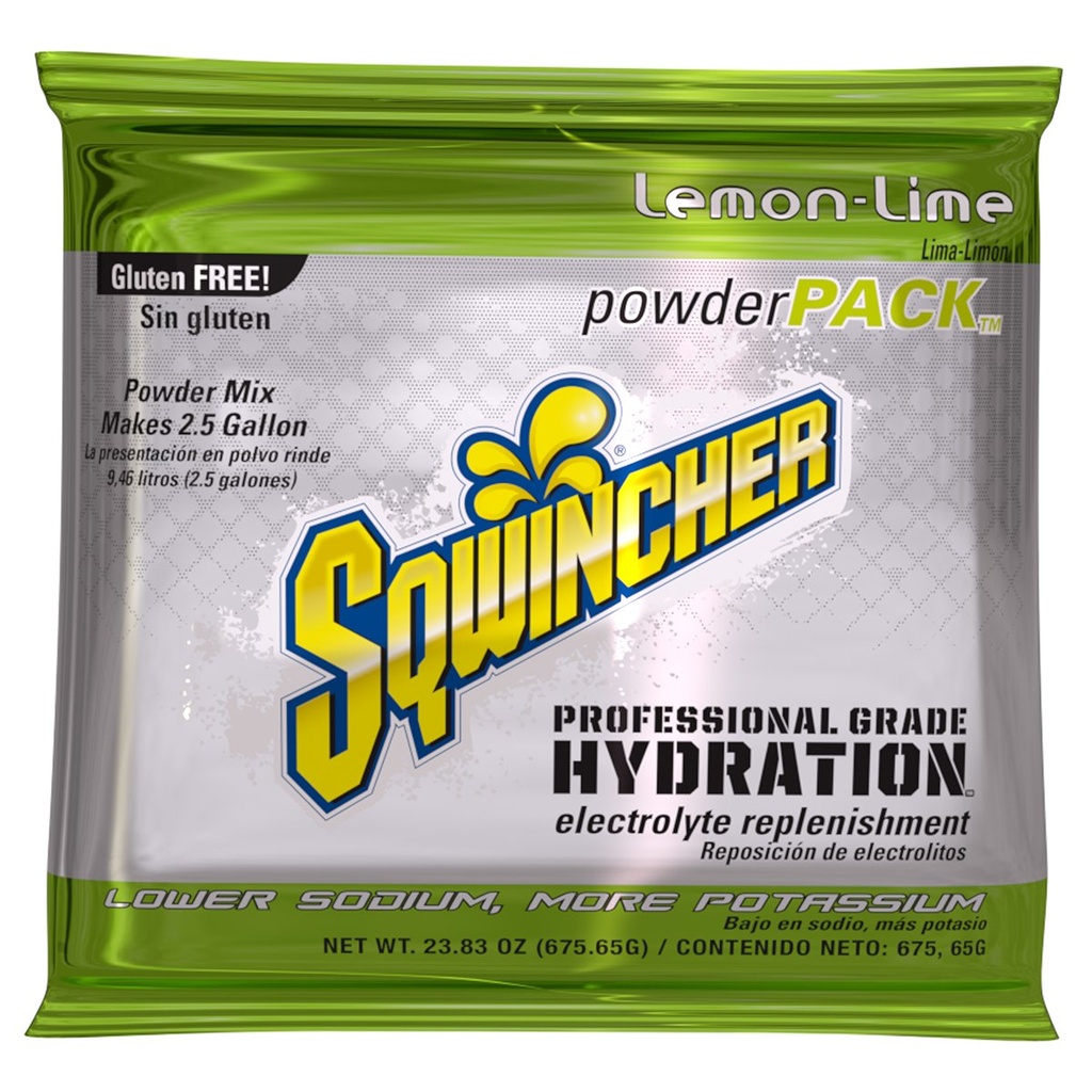 Sqwincher Powder Pack → Lemon-Lime Flavored → Low Calore → Low Sodium → 电解液再充电 饮用混合 → Just 添加到2.5加仑的水 → 23.83 oz Packet (Pack of 32)