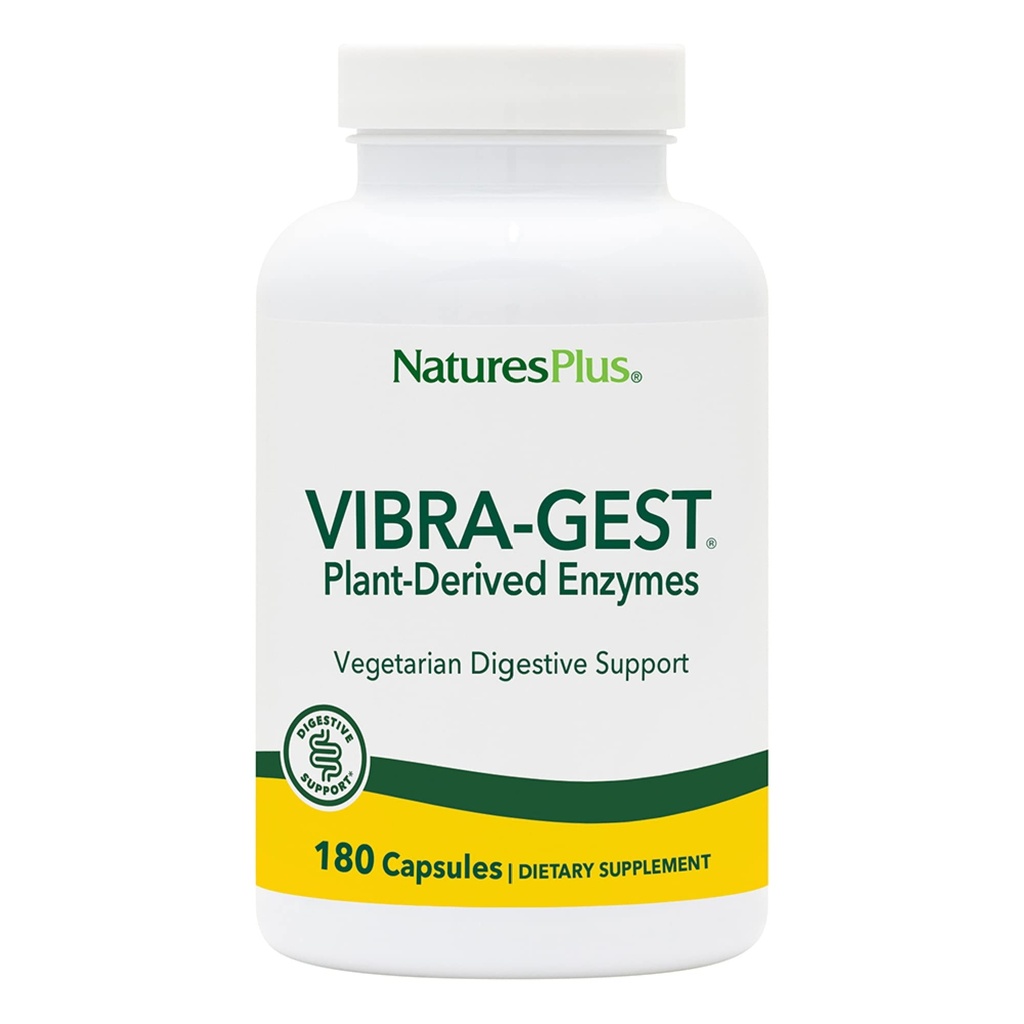 Natures Plus Vibra-Gest - 180 Capsules - 植物消化支持补充品 Probiotics,Live 水果和蔬菜酶 - 自然生活文化 - 180 服务品