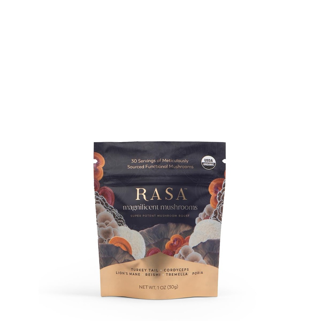 Rasa Magnific Mushrooms — 最佳Mushroom Blend Supplements — — 100% 水果制作机构 — — — 有机外增型Mushroom 提取 Powder — — Vegan & Gluten - Free(1 oz / 30 series)