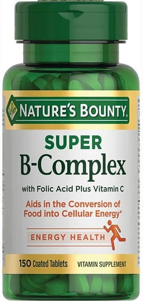 大自然的丰盛超级B - 与Folic Acid+维生素C复合,300平板(2X 150 Count Bottles)