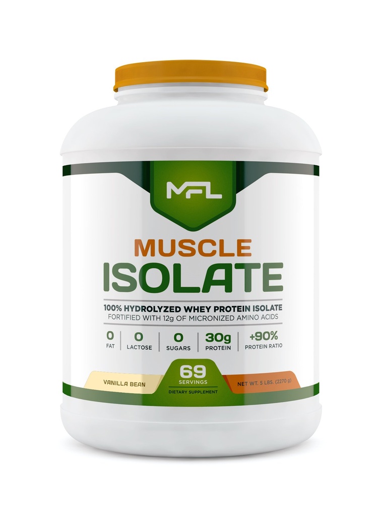 MFL 100% 隔离蛋白l 30g 蛋白l 12g 氨基酸l Keto 友好l 低碳l 5 lbs. (万尼拉豆)