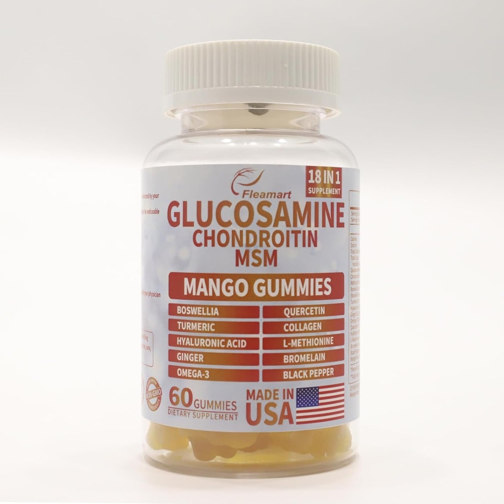 Glucosamine Chondroitin Gummys与MSM 60 CT 无糖Glucosamine Chondroitin Gummys 成人、男子和女子联合健康和免疫支持三强 - 芒果火焰