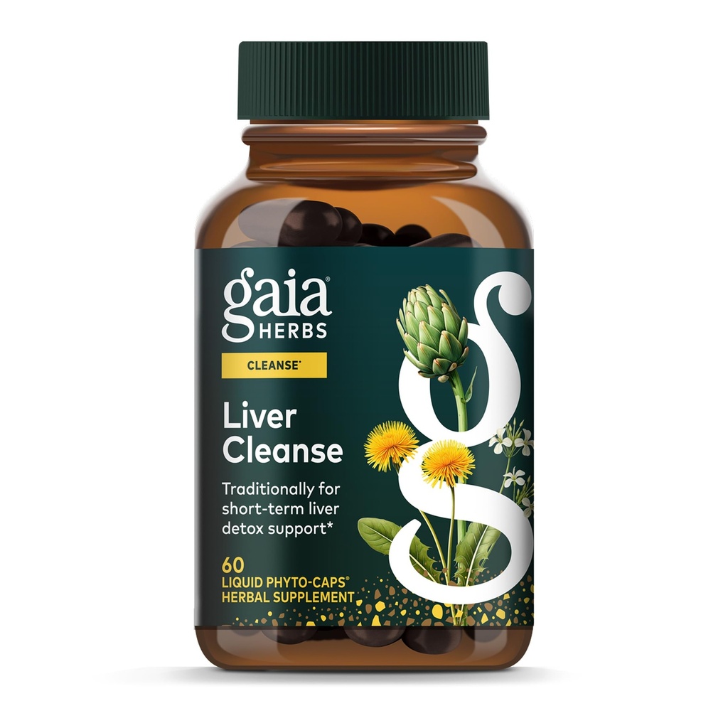 Gaia Herbs Liver Cleanse - 肝脏健康支持草药补充剂,配有奶 This、Burdock、Turmeric、Dandelion & More* - 60 Vegan液态植物帽(30种服务)