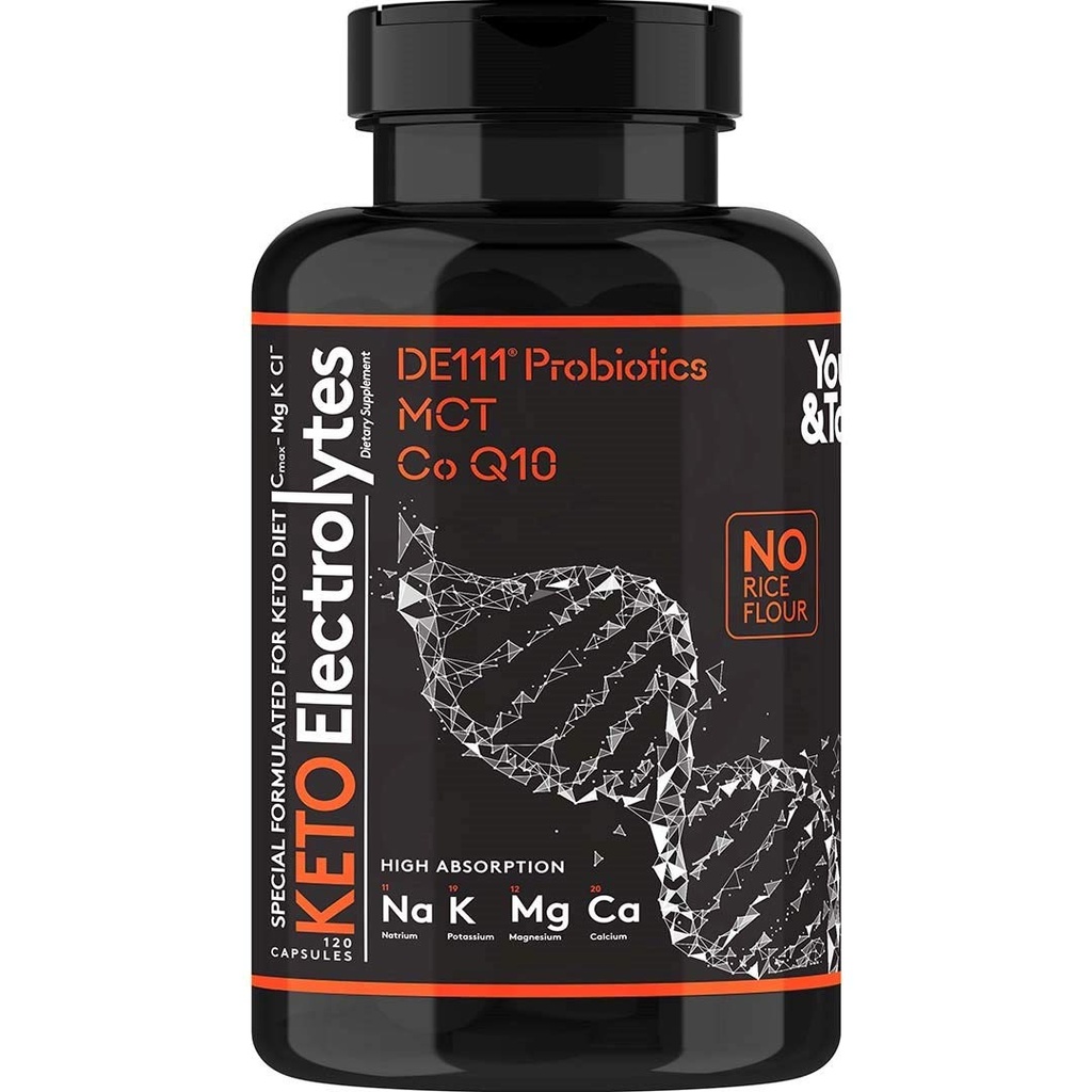 Keto Electrolyte Capsules with MCT,镁,钾和锌 – Probiotics, CoQ10 & Vitamin D3 用于水利,能源,快餐支持,低碳和肉味饮食 – 120 非味药