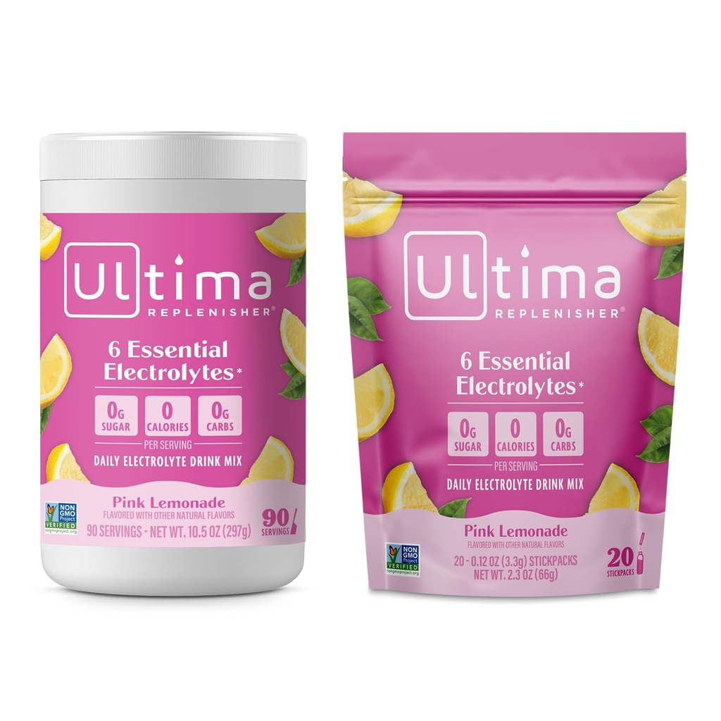 Ultima Electriper Electriclolyte Powder Drink Mix Bundle – 无糖饮料 – Pink Lemonade, 90 service Canister 和 20 Stickpack – 6 Eleclolytes and Minerals – Keto Friendly, Vegan, N-GMO – Keto Fellicel, Vegan, N-GMO – 20 Pink Lemonade, 90 servicing Canister – 6 Eleclolytes and Minerals – Keto – Keto – Keto Friend, Vegan, N-GMO – 无糖饮料饮料 – – 粉红柠檬油 – 90 90 Sincental 和 20 Sickpackackback – – – 6 Elecrolytes and – – – 电子解析和矿物 – – 维肯友好, 维根,非GMO