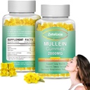 2 Pack Mullein Gummys - 肺部的Mullein叶片提取,Lung Detox cleanse for Smokes, Mullein 肺部支持补充,Mucus Relief,120 无糖 Vegan Gummys