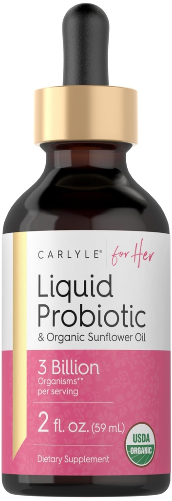 Carlyle Liquid Probiotic for Women 2 fl oz 与有机葵花油 3亿个活体 3亿个活体