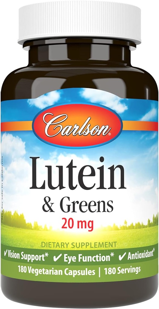 Carlson - Lutein & Greens, 20 mg, 视觉支持和眼功能, 抗氧化剂, 180 蔬菜卡普尔